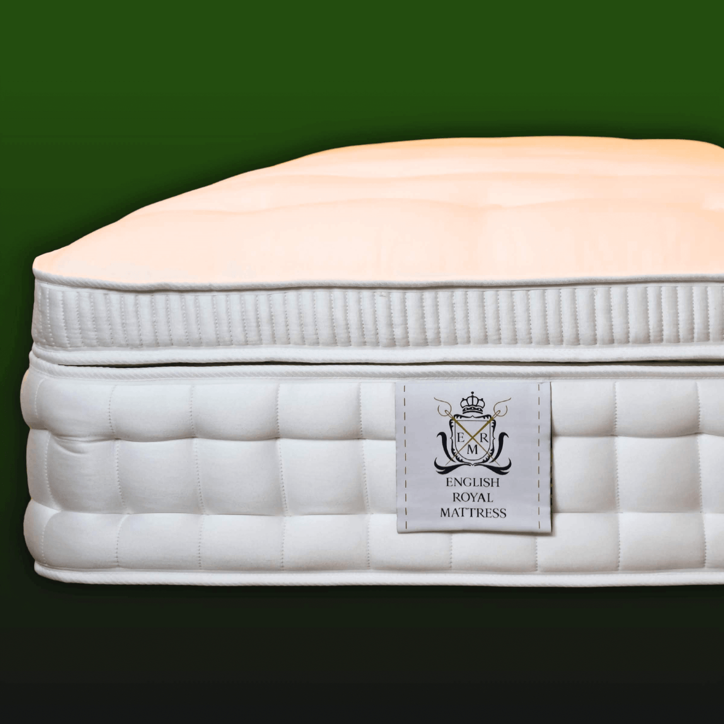 English Royal Mattress 2000 Pocket with 4000 Micro Top Pillow, showcasing luxury craftsmanship and natural materials.