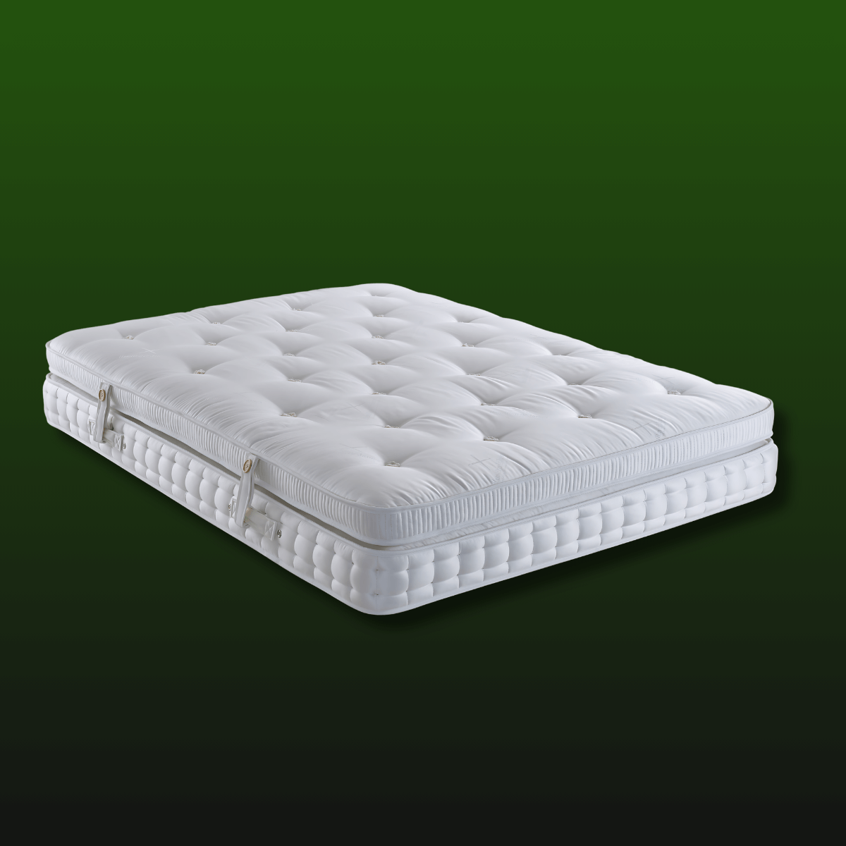 Luxurious English Royal Mattress with pillow top featuring natural fillings of cotton, silk, wool, and cashmere for ultimate comfort.