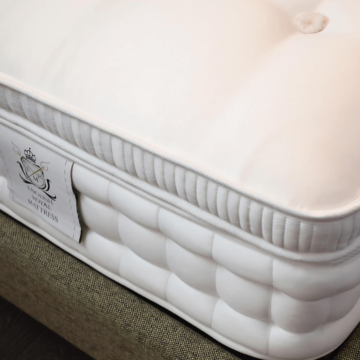 English Royal Mattress Top Pillow with micro springs, natural fillings including wool, silk, & cashmere, 10 cm plush comfort