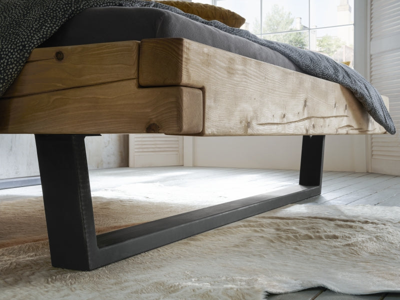 Kensington Bed Frame (Wood/Metal Rails) 140x200 cm | Oak, oiled