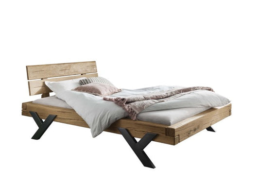 Kensington Bed Frame (Wood/Metal Rails) 140x200 cm | Oak, oiled