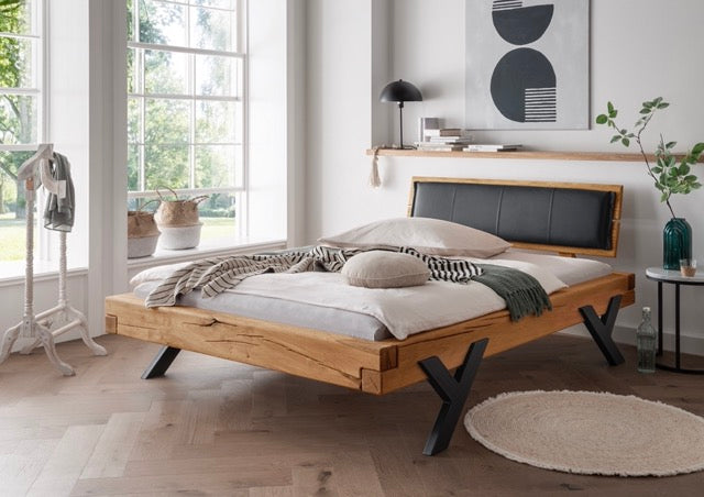 Kensington Bed Frame (Wood/Metal Rails) 140x200 cm | Oak, oiled