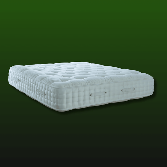 Natural handmade English Royal Mattress 12500 Pocket with organic fillers, crafted by British masters.