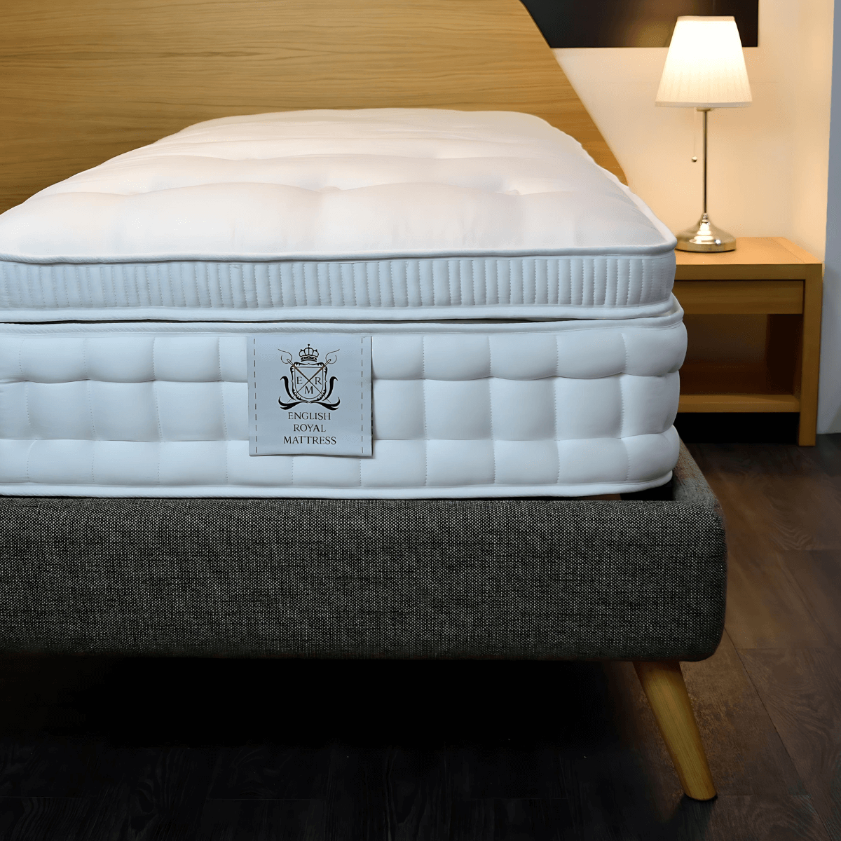 English Royal Mattress 2000 Pocket with 4000 Micro Top Pillow on Bed in Modern Bedroom Setting