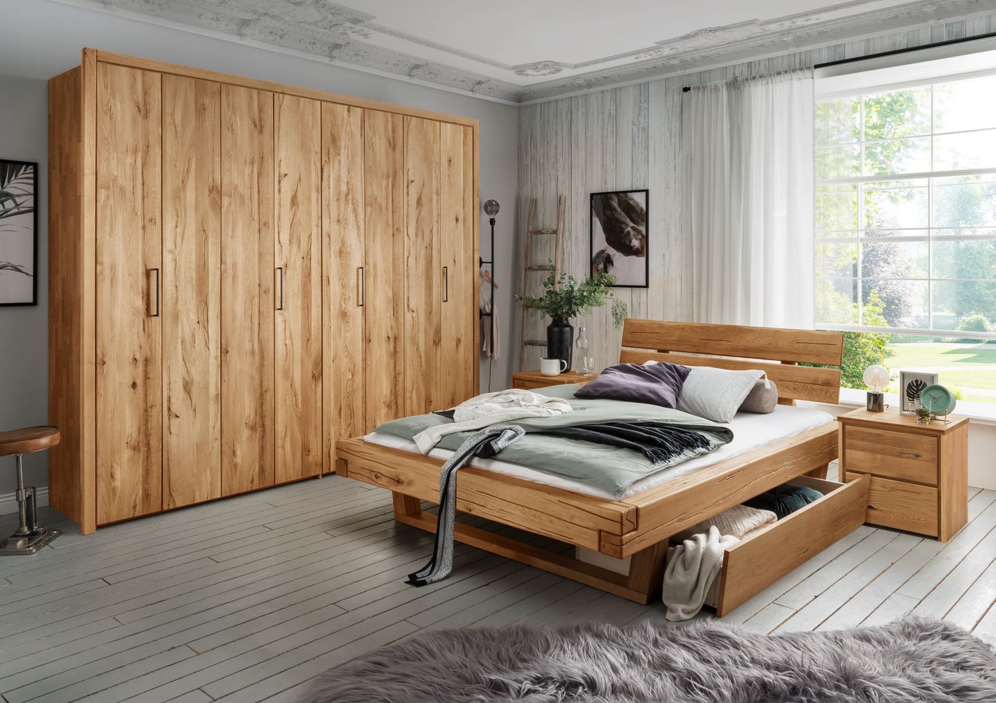 Kensington Bed Frame + Wood Headboard 140x200 cm | Oak, oiled